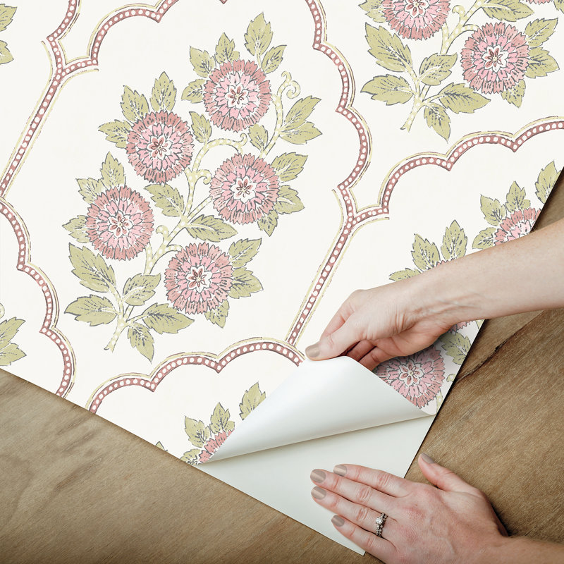 Double rouleau floral Peel & Stick, Rose