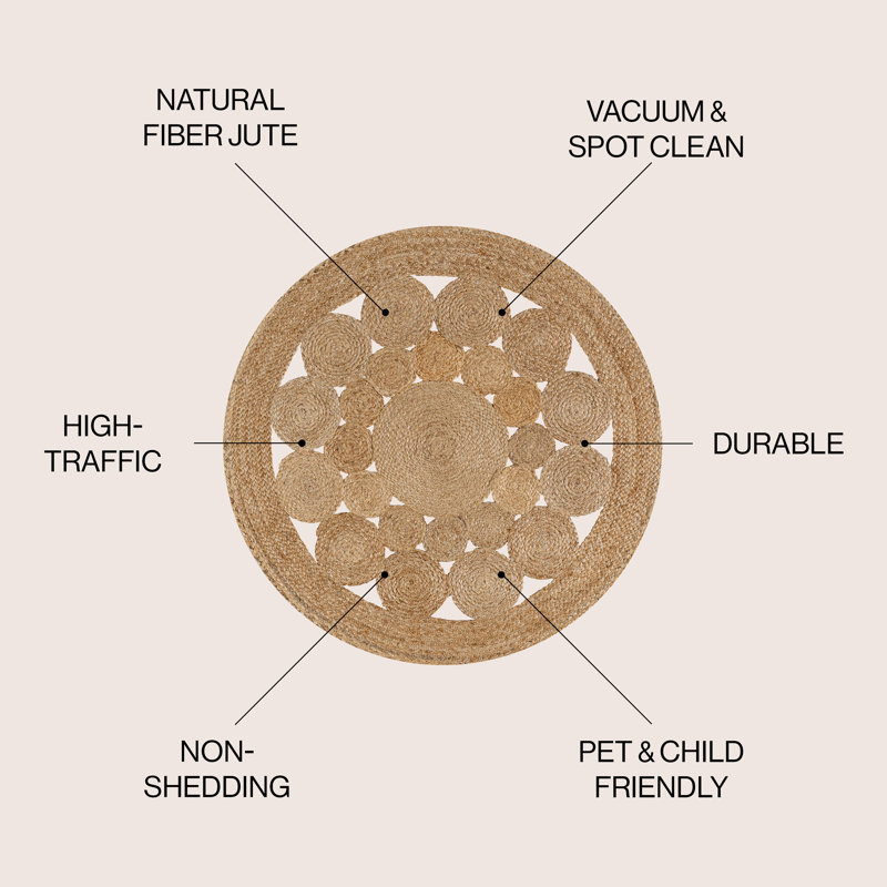 Tapis rond à motif géométrique brun, Rond 6 pi