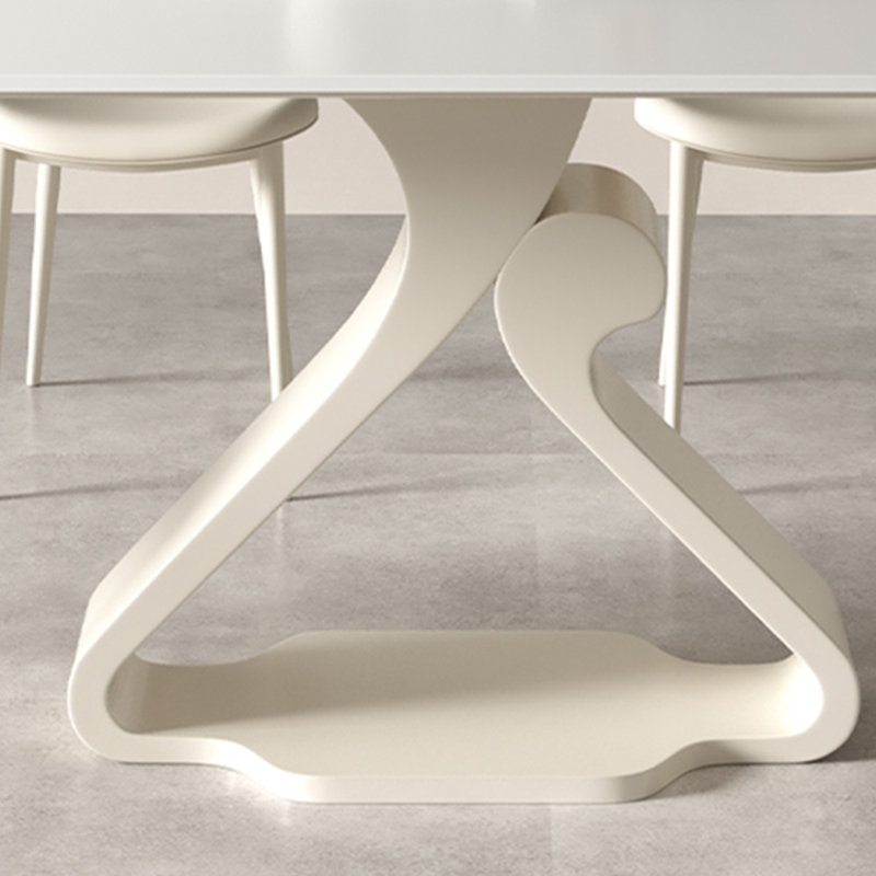 Cream style sintered stone dining table, 29.53"H x 55.12"L x 31.5"W