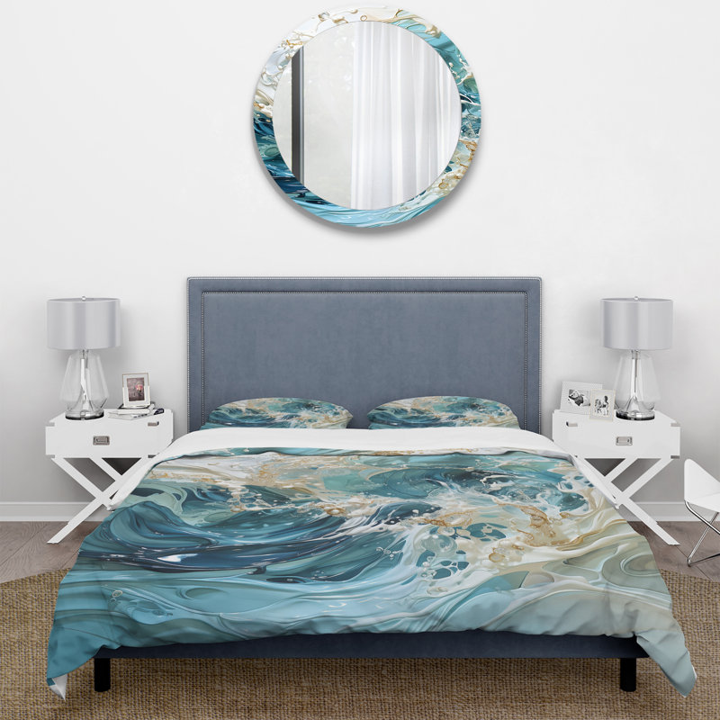 Ensemble de housse de couette Ocean Charm, Housse de couette pour grand lit et 2 taies décor