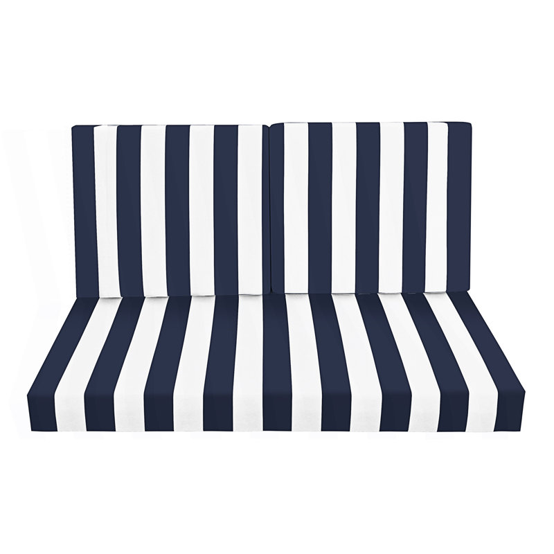 Outdoor Deep Seat Cushions For Patio Furniture, Replacement Patio Chair Cushions, Blue Striped