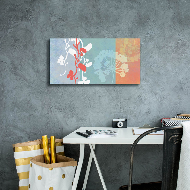 «Coral Flowers» par Jan Weiss, art mural sur toile, H 12 po x l 24 po x P 0,75 po