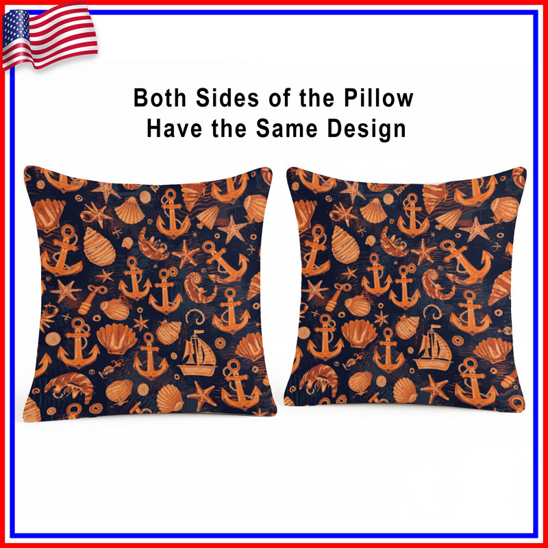 Coussins Nautical Anchors Shells, 14 X 14 pouces