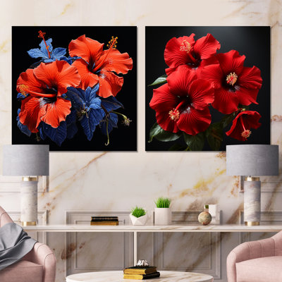 Tropical Radiance Red Hibiscus I - Hibiscus Metal Wall Decor Square Set Of 2