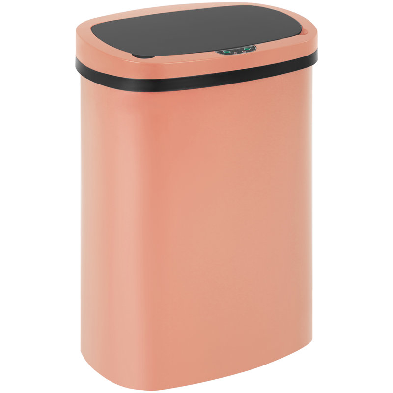Pink Plastic Touchless Rectangular Kitchen Trash Can
