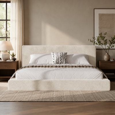 Off-White Frameless Matching Cushion, 8.7 Inch Cloud Sponge Cushion, Easy to Assemble (Bed Frame Not Included)