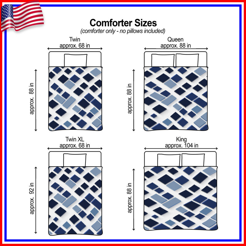 Blue Square Tiles Comforter, Twin Extra Long