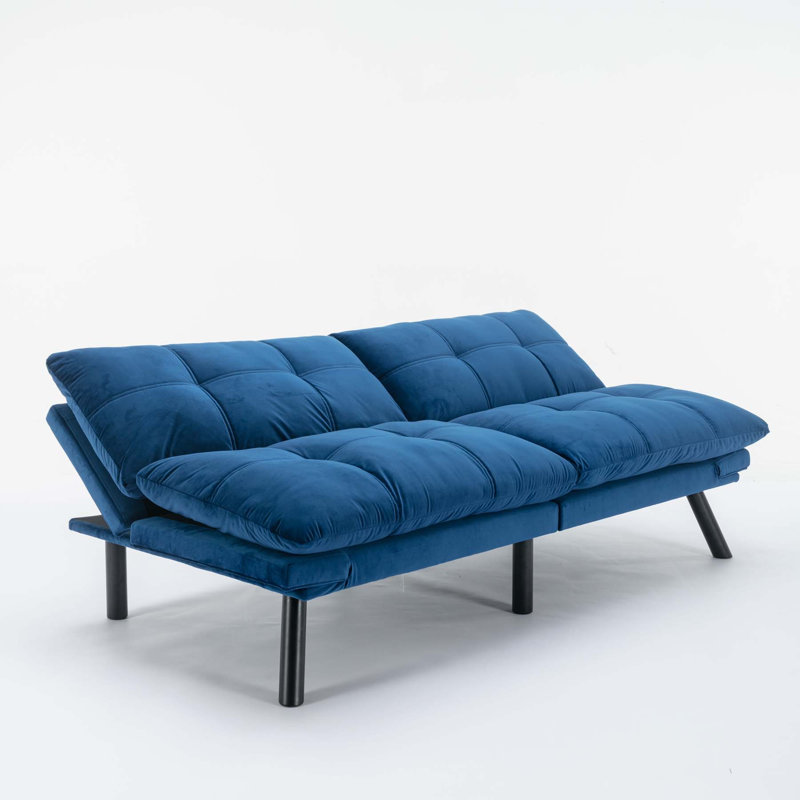 Canapé à accoudoirs coussinés 70,87 po Tanney, Velours bleu marine