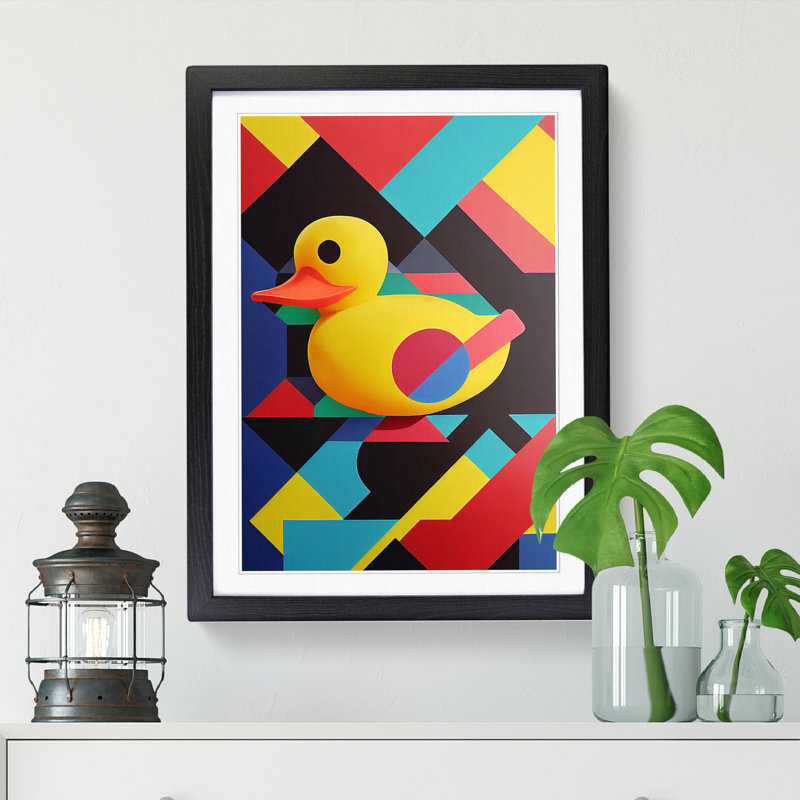 Rubber Duck Abstract Vol.1 - Single Picture Frame Print, 64cm H x 46cm W x 2cm D, Oak