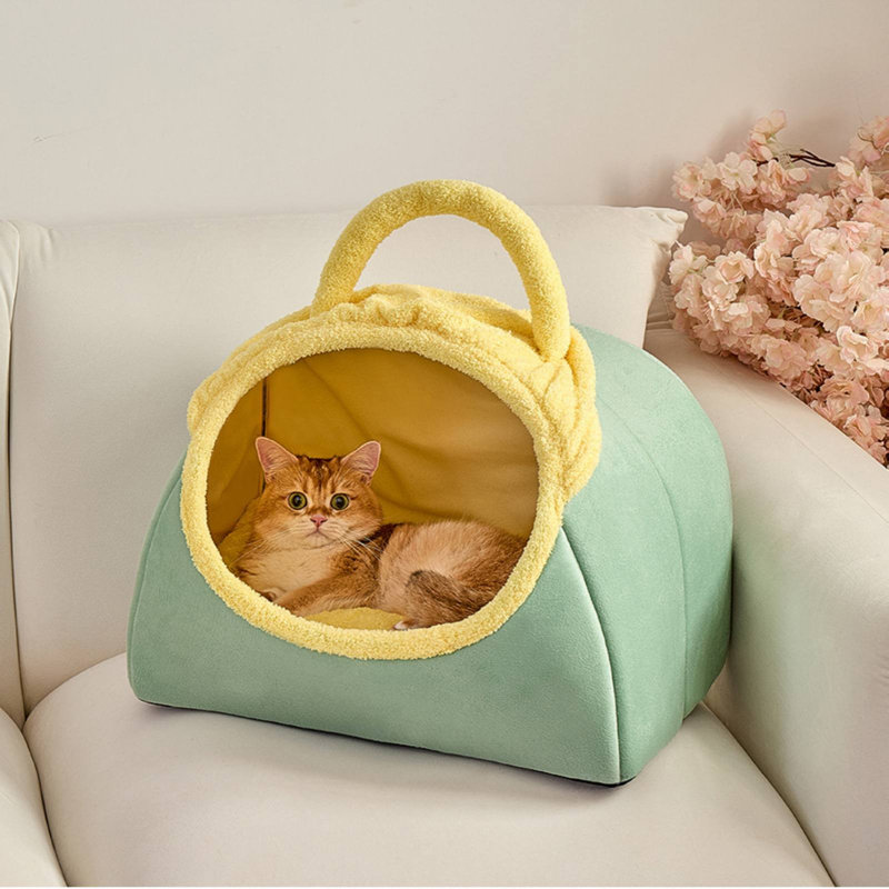 Lit de chenil pliable pour petits chiens / chats, 14,96 x 8,66 x 12,99 pouces, vert