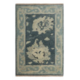Rug & Kilim’S Oushak Style Rug In Blue, Gray And Cream With Medallions