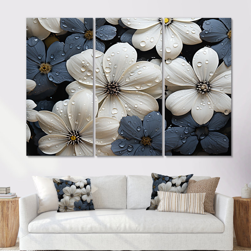 «Essential Forms Blooms - Violets», ensemble d'art sur toile, Toile tendue, H 40 po x l 60 po x P 1 po