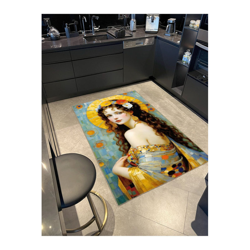 Colorful Patterned Decorative Machine Washable Rug, Rectangle 5'1" x 7'7" Rug Pad Included