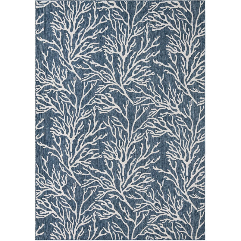 Tapis bleu contemporain Azilynn, Rectangle 10 pi x 14 pi 1 po