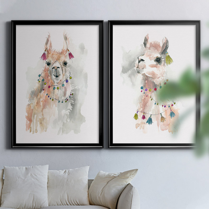 Llama Drama I - ensemble de 2 reproductions d'art, H 26,5 po x l 73 po x P 1,5 po, H 31,5 po x l 47 po x P 1,5 po