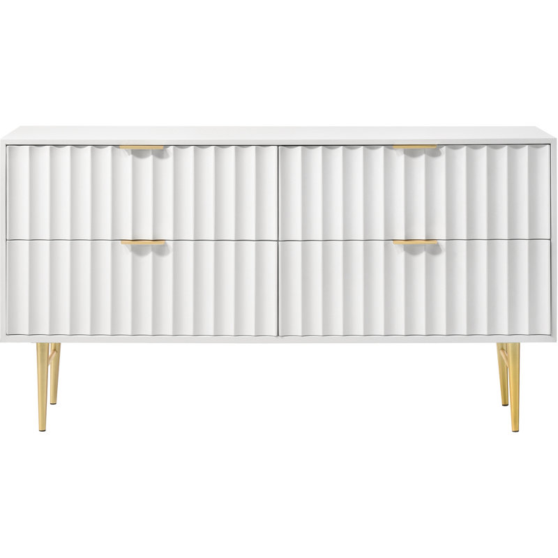 Commode double 4 tiroirs Jayvonni, Blanc / Doré