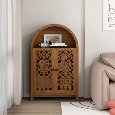 Armoire de rangement en bois avec tablette ouverte et portes de 44,48 po de hauteur