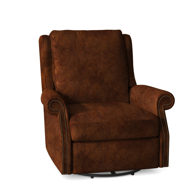 Fauteuil inclinable standard en cuir véritable de 38 po de largeur, Cuir véritable cacao d'Anilina, Naturel français