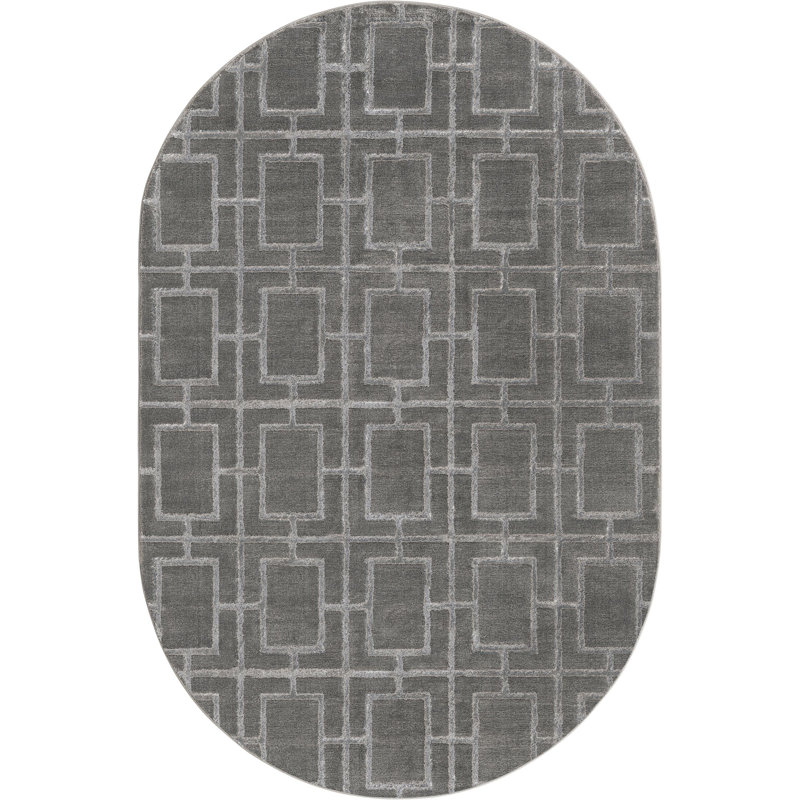 Geometric Indoor Rug, Oval 5'3" x 8'