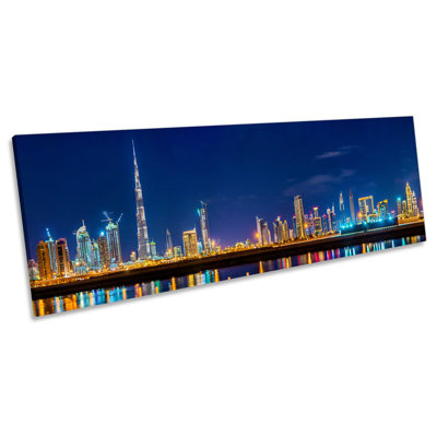 Dubai City Skyline - Wrapped Canvas Panoramic Print