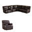 Ensemble de salon moderne 7 pièces en similicuir avec canapé d'angle inclinable électrique en forme de L, fauteuil inclinable manuel et console.-134039351