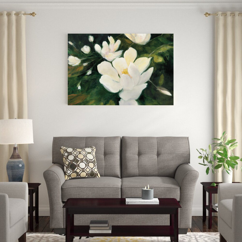 «Magnolia Blooms» par Julia Purinton, reproduction d'art sur toile tendue, H 32 po x l 48 po