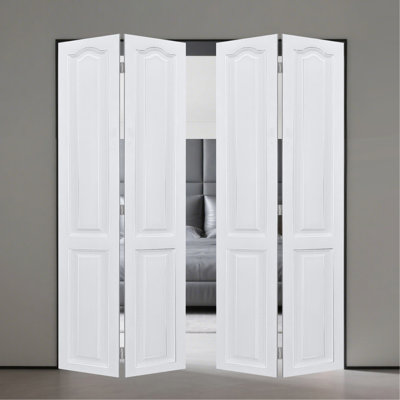 Porte double à double commande numérique par ordinateur fabriquée à la main de 3/4 po d'épaisseur, 30 po x 80 po. Ensemble de quincaillerie en vinyle fini blanc avec noyau