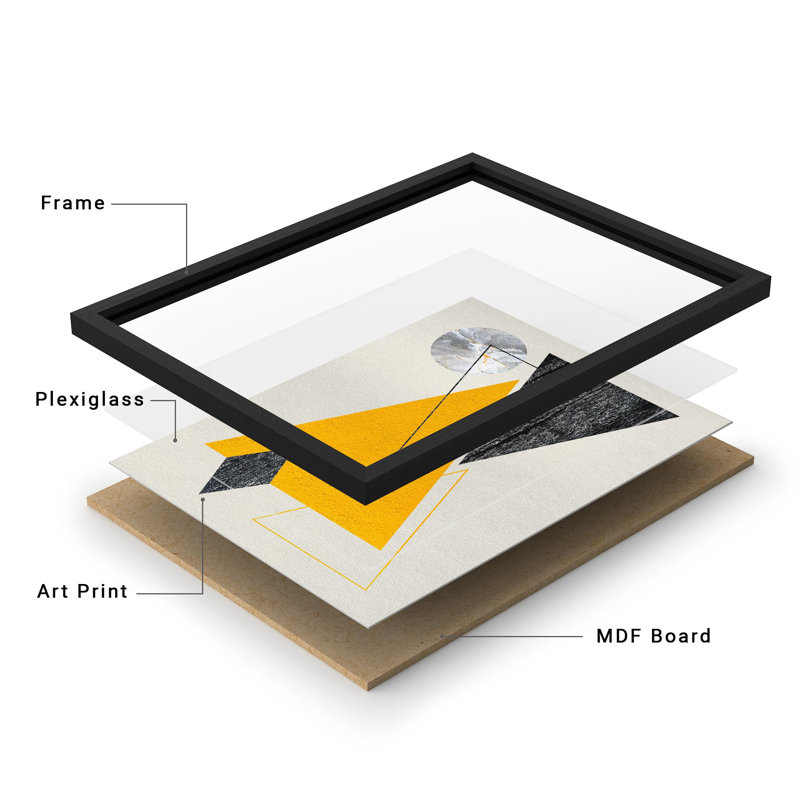 «Mid-Century Marble Triangle Polygon Abstract Shapes Illustration Artwork Decor», 4 pièces, Noir, H 14 po x l 11 po