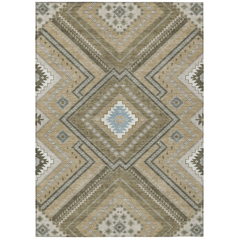 Solene Brown Washable Indoor-Outdoor Rug - , 8' x 10'