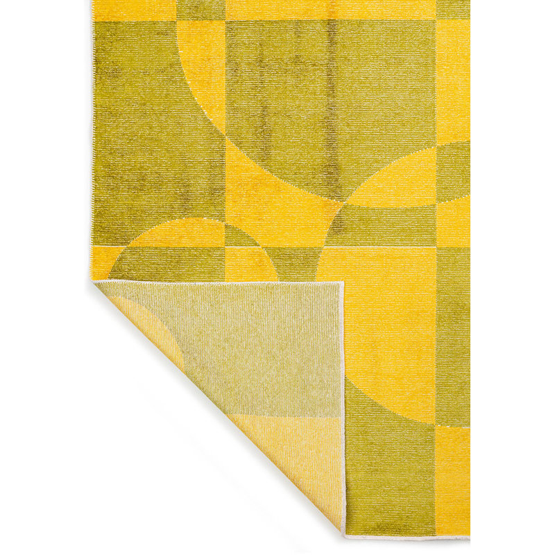 Tapis moderne à cercles et lignes abstraits, Rectangle 7 pi 10 po x 9 pi 10 po