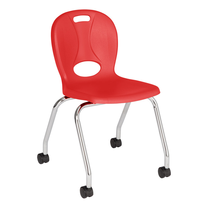 Chaise de classe avec roulettes (ensemble de 2), Rouge