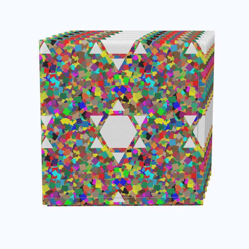 Polyester Geometric Square Napkin, Colorful Hexagonal Icon