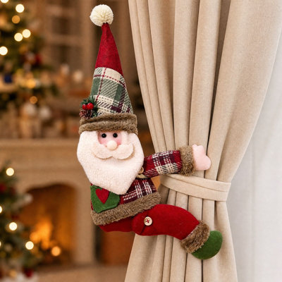 Décorations de Noël, boucles de rideaux de Noël, agrafes de rideaux de Noël, agrafes en forme de vieil homme et de bonhomme de neige en trois dimensions