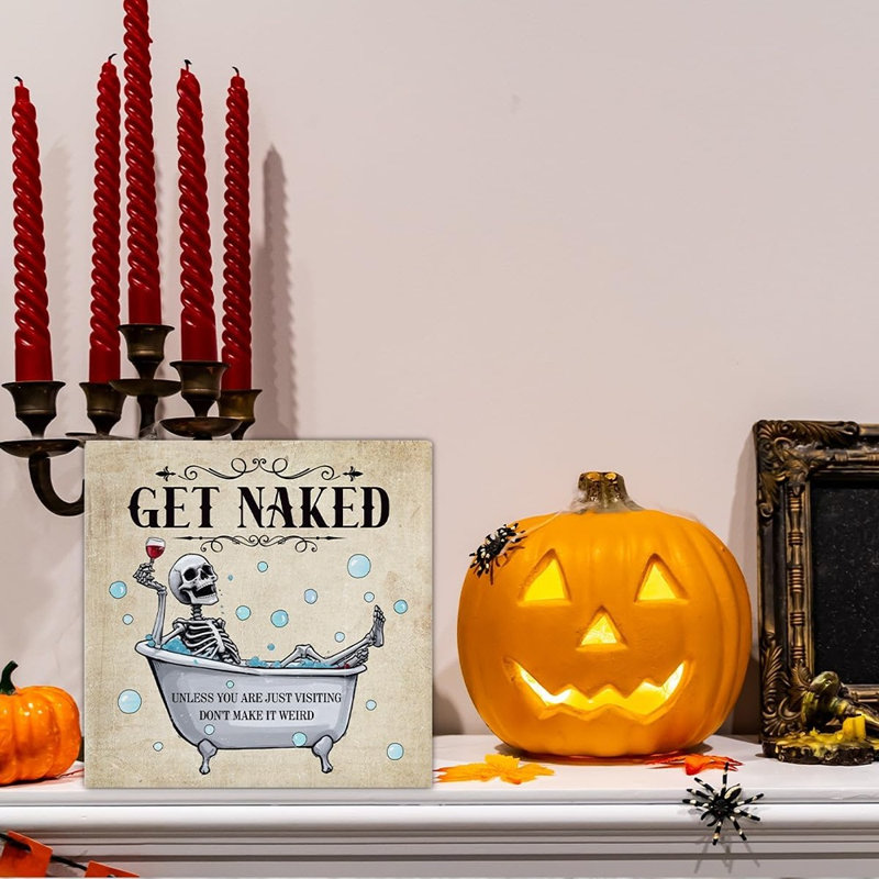 Drôle de crâne d'Halloween - décoration de salle de bain et de table de ferme 5 po x 5 po