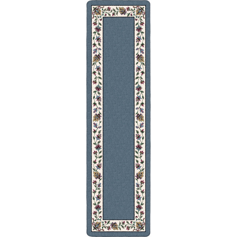 Tapis floral Alminus Symphony Lapis, Tapis de couloir 2 pi 1 po x 7 pi 8 po