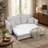 Gray Chenille Sleeper Sectional Sofa w/ Storage & 2 Toss Pillows