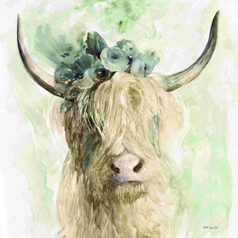 Vache et couronne I, H 12 po x l 12 po
