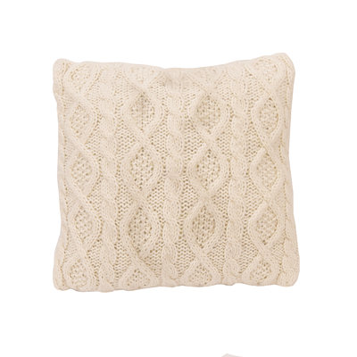Cable Knit Wool Solid Textured Sweater Square 18x18 inch Classic Lodge Throw Pillow & Insert
