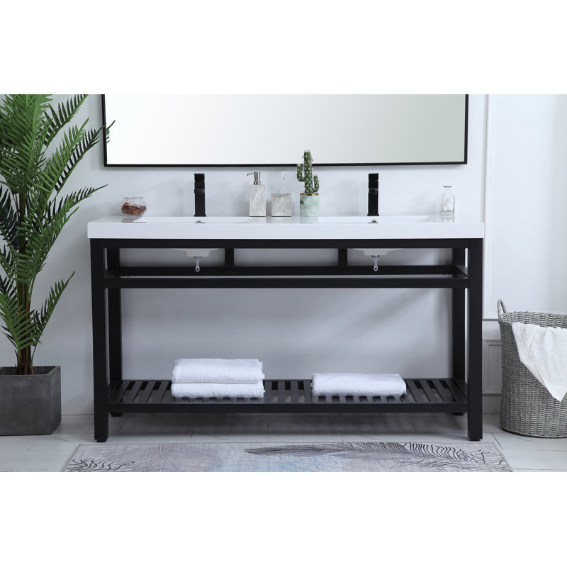 Ensemble de meuble-lavabo double 60 po Raya, Noir