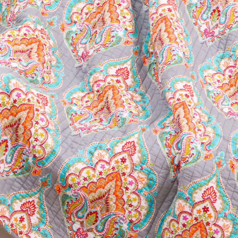 Marielle Quilted Throw, Orange Floral