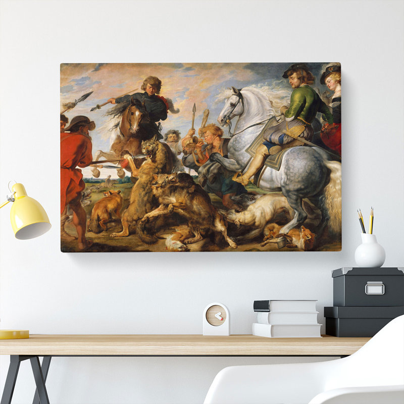 The Wolf And The Fox by Peter Paul Rubens - Wrapped Canvas Painting, 40cm H x 60cm W x 3cm D