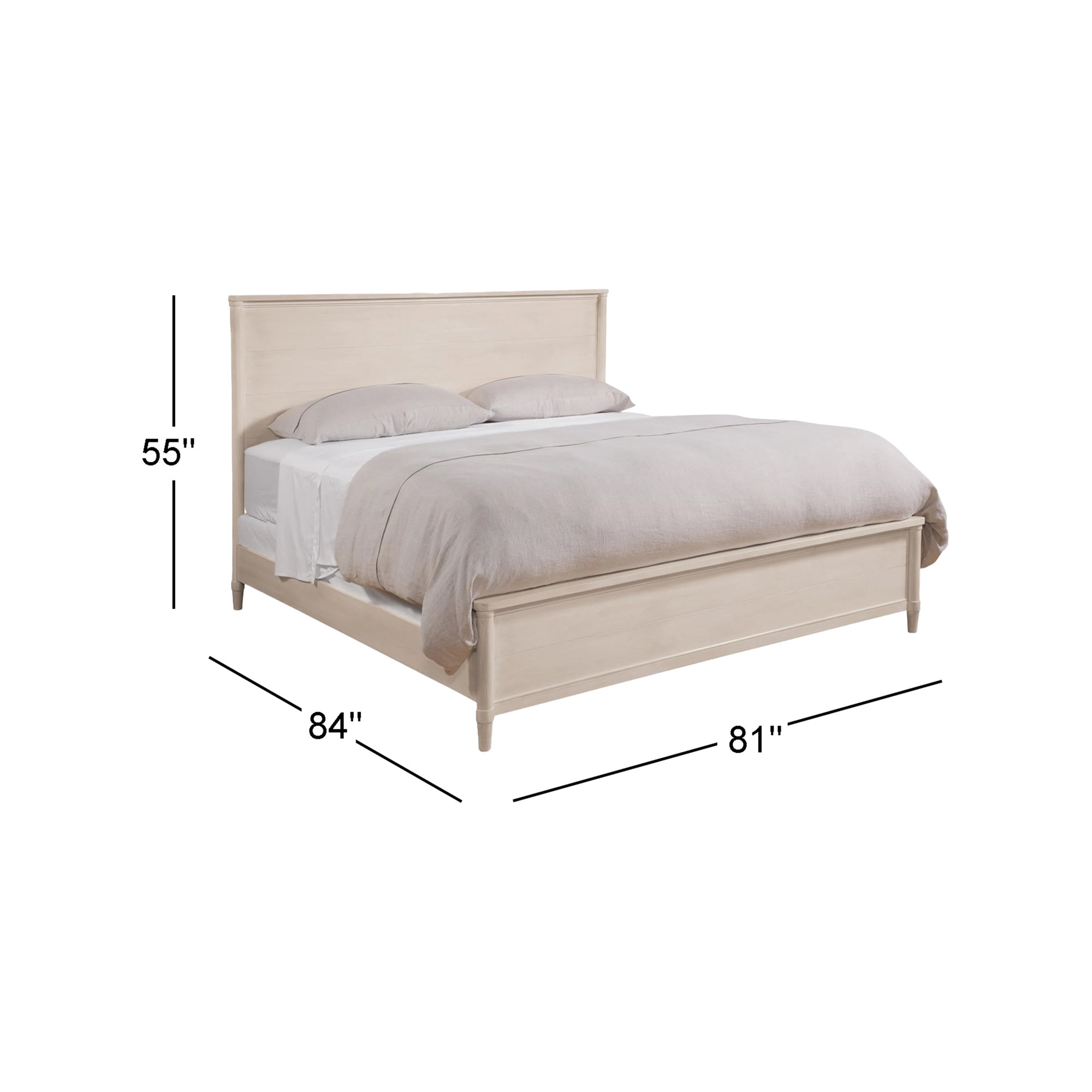 Clair Solid Wood Bed, King, Bisque