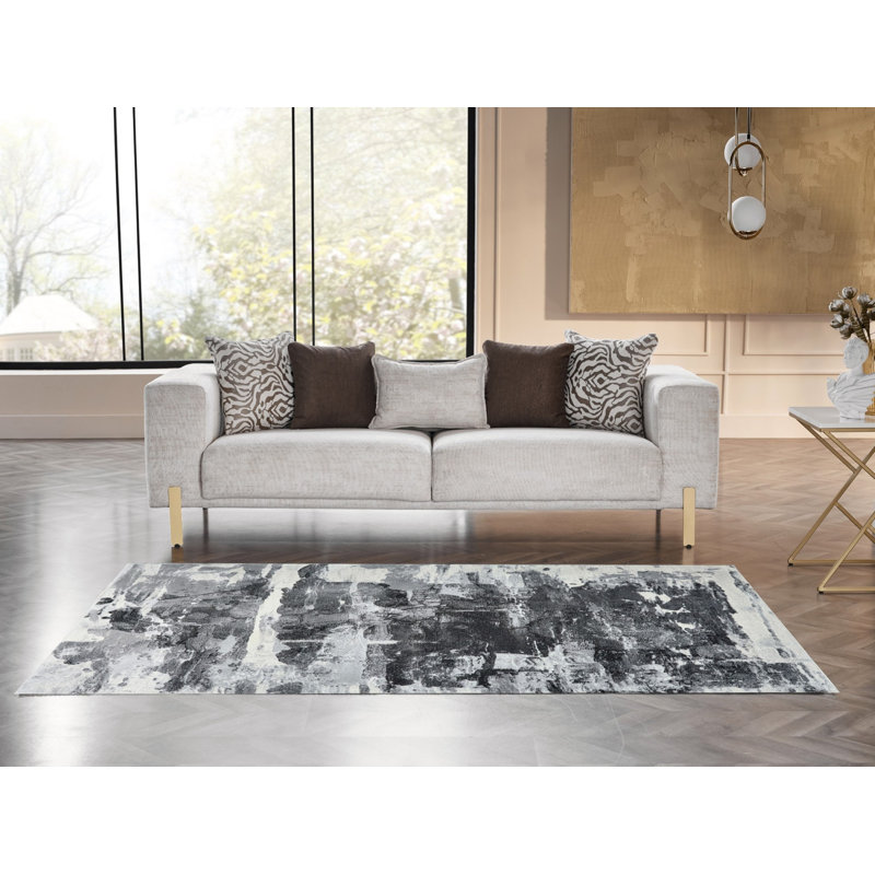 Tapis contemporain à motif abstrait Ains Collection, 5 pi x 8 pi