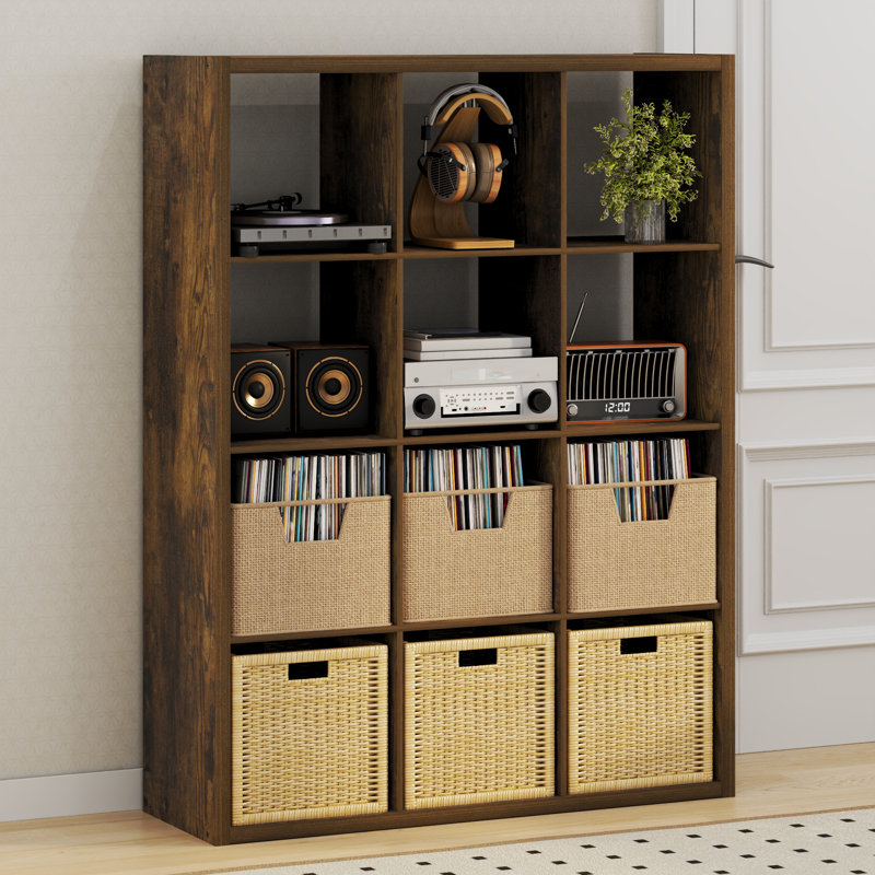 Tanvee 147.19cm H Media Shelves, Amber Pine