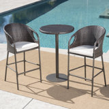 Aribert 3 Piece Bar Height Dining Set with Cushions