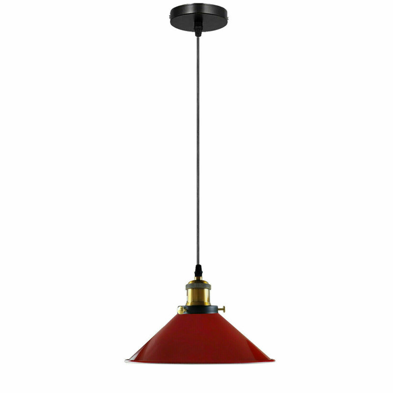Luminaire suspendu industriel de 1 m avec luminaire suspendu réglable pour porte-lampe en métal E26, Rouge