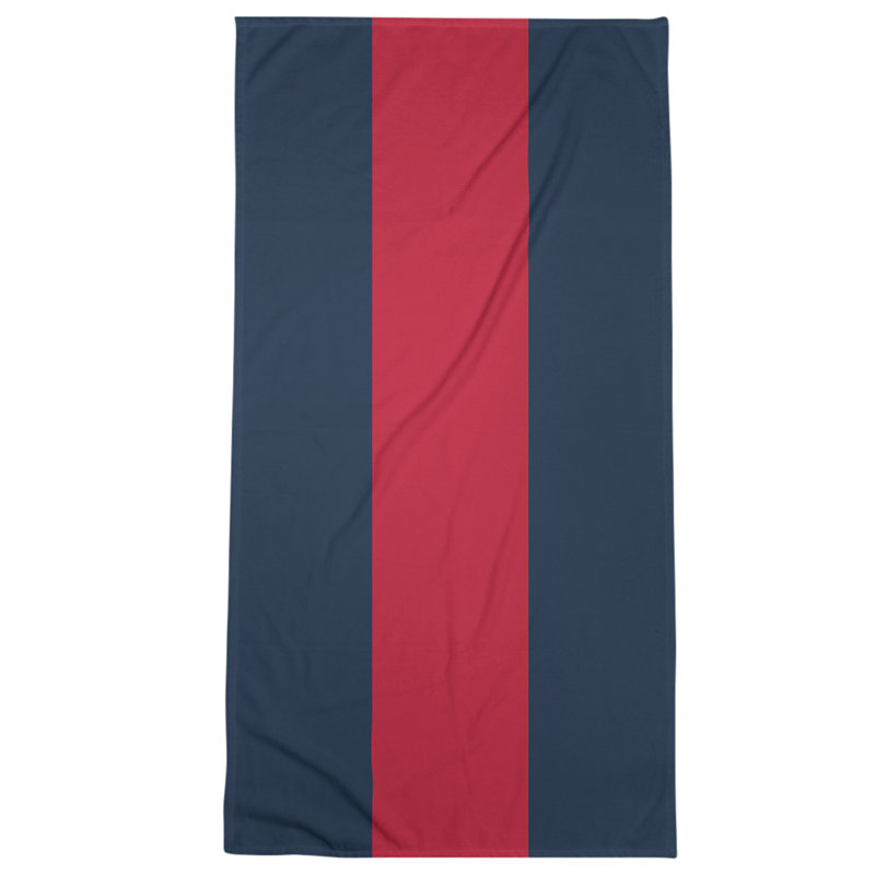 Bath Towel, Navy Blue/Red