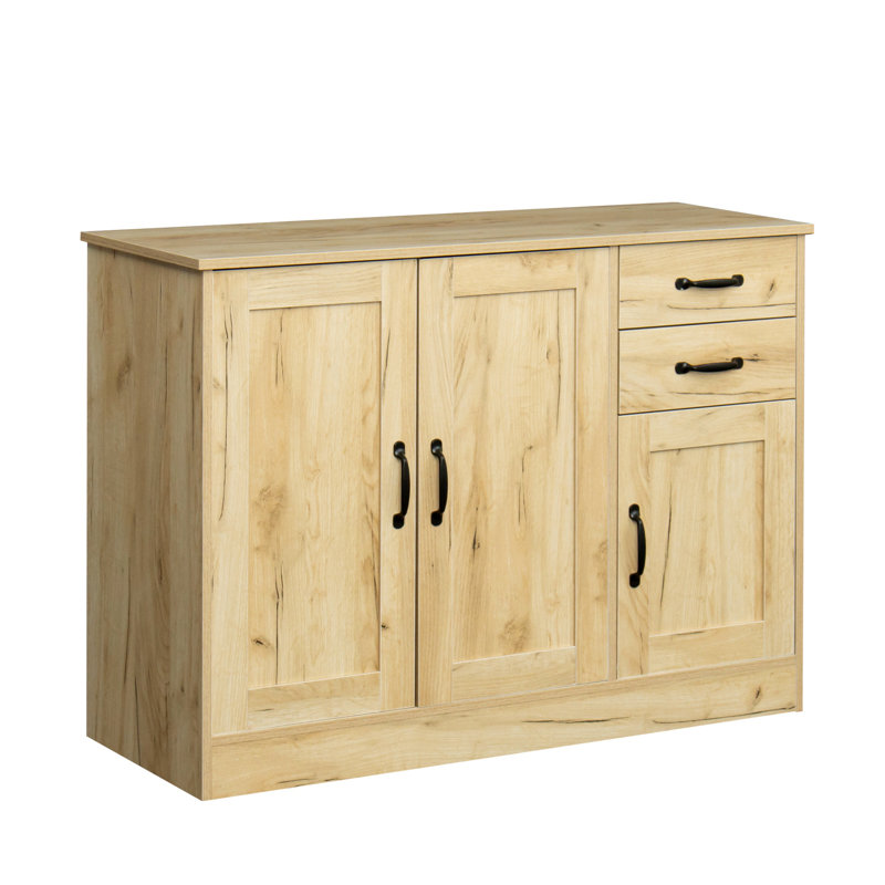 Modern Wood Buffet Sideboard With 2 Doors&1 Storage And 2Drawers -Entryway Serving Storage Cabinet Doors-Dining Room Console, 43.3 Inch, Oak
