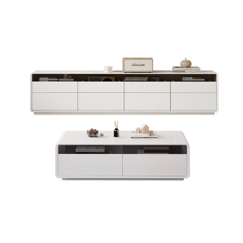 Ensemble de meuble télé et table basse Boxwood, Blanc