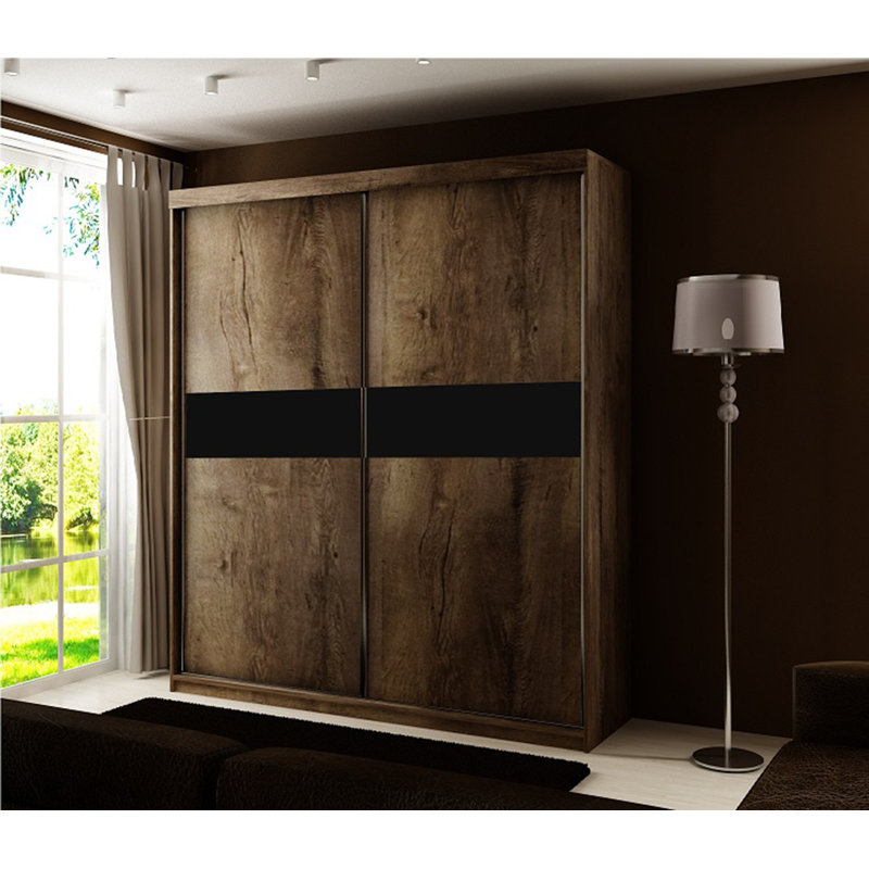 Baylie 2 Door Wardrobe, Walnut/Black